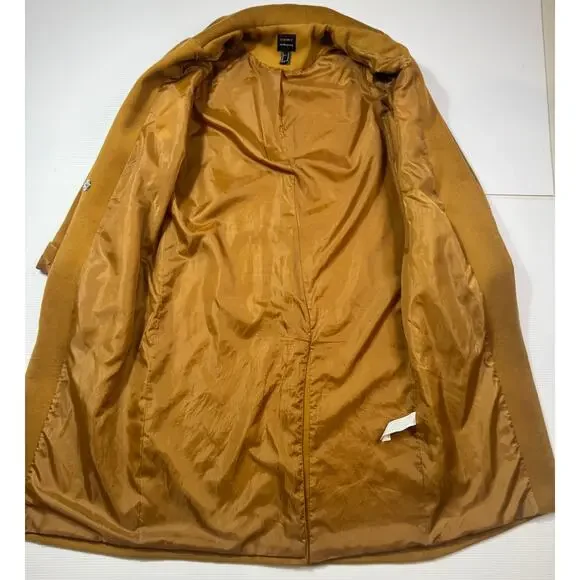 Camel Longline Over Coat Women’s Medium Minimalist Quiet Luxury 90s Old Money - Picture 10 of 16